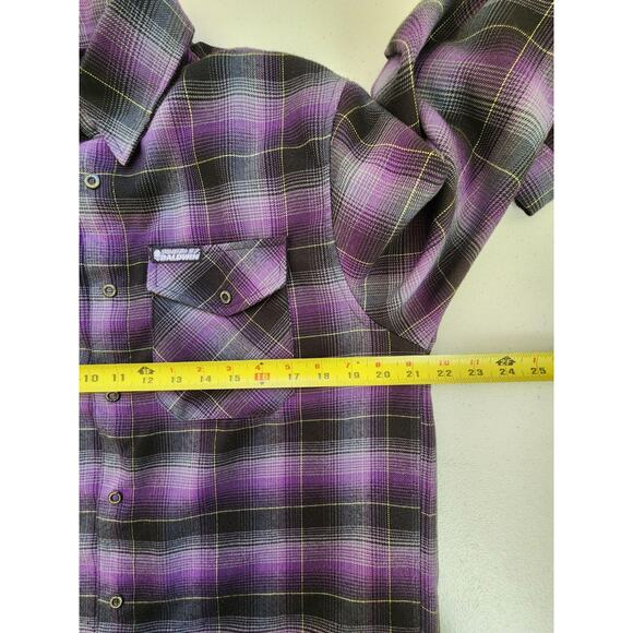 Dixxon Flannel Shirt Mens Medium Purple Plaid LS Ballistic 97 BJ Baldwin Punk - Picture 11 of 15